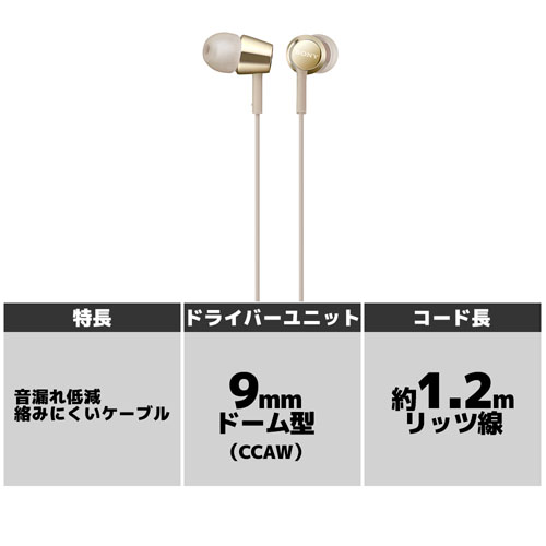 (ソニー)SONY 密閉型インナーイヤーレシーバー MDR-EX155 N ゴールド