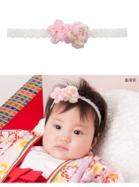 (加藤商店)790-2010 ベビーヘアバンド ピンク 小花 中国製 100日
