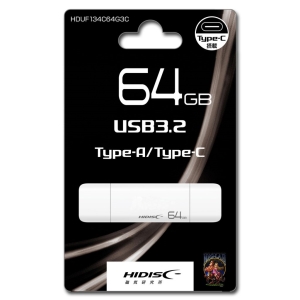 (ハイディスク)HIDISC USB3.2 Gen2 Type-C メモリ Type-Aコネクタ搭載 HDUF134C64G3C【64GB】