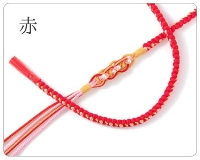 (加藤商店)KATO 499-4501 女児帯〆 四本バラ 正絹 パール付 赤