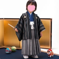 (加藤商店)KATO 533-6020 男児羽織袴セット 黒 マルチ・群青 2才 45cm 中国製