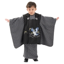 (加藤商店)KATO 527-9010 男の子3才 被布セット 黒/市松 鷹