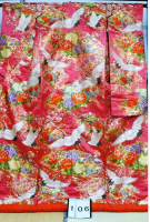【中古衣装】 色打掛 106 濃ピンク 鶴・牡丹・扇