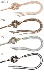 (加藤商店)KATO 112-3001 帯〆 ポリ 四本バラ 花飾りビーズ (薄ピンク)