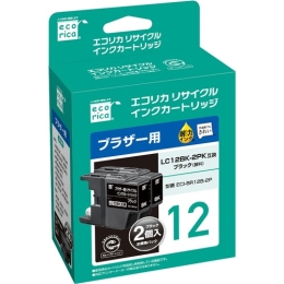 (エコリカ)ecorica LC12BK-2PK互換リサイクルインクカートリッジ ブラック2本パック(顔料)