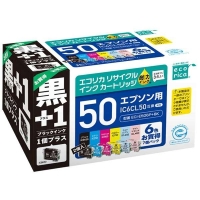 (エコリカ)ecorica IC6CL50+黒互換リサイクルインクカートリッジ 6色パック+ICBK50互換