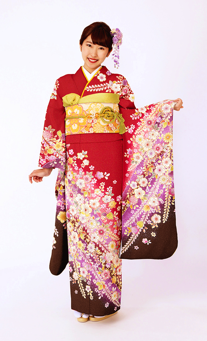 【中古衣装】国内有名メーカーリユース衣装　赤・辻が花　L　021JL